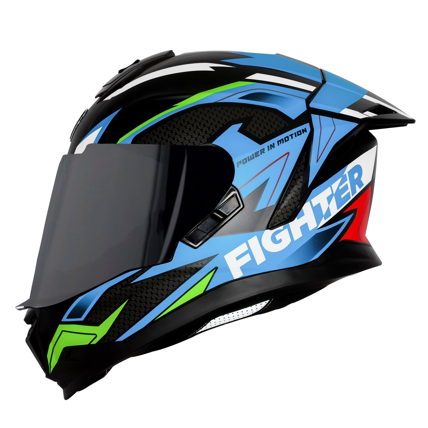 Steelbird SBH-57 Fighter F7 ISI and DOT Certified Full Face Graphic Helmet for Men and Women with Inner Silver Sun Shield (Glossy Black Jazz Blue)
