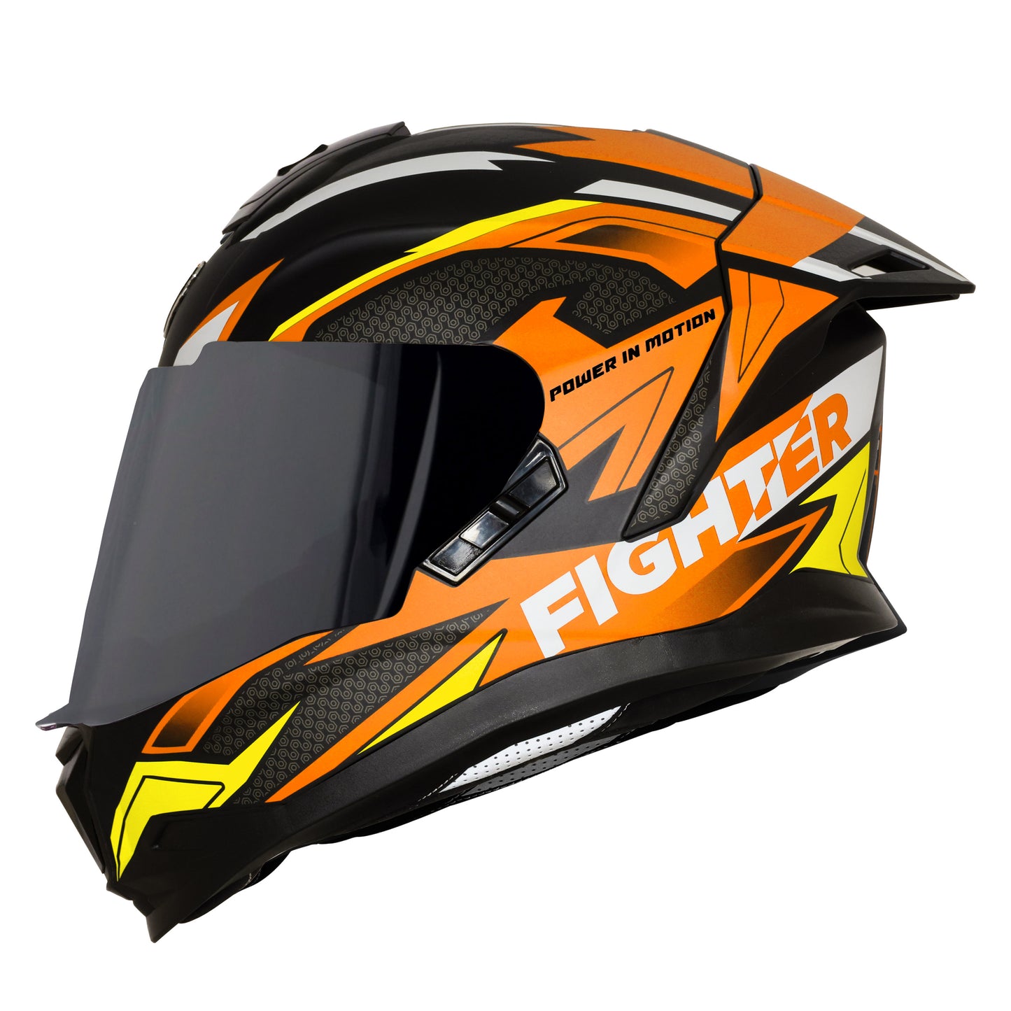 Steelbird SBH-57 Fighter F7 ISI and DOT Certified Full Face Graphic Helmet for Men and Women with Inner Silver Sun Shield (Glossy Black Orange)