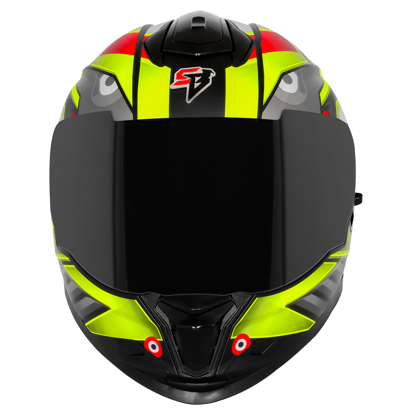 Steelbird SBH-57 Fighter F8 ISI and DOT Certified Full Face Graphic Helmet for Men and Women with Inner Silver Sun Shield (Glossy Black Neon)