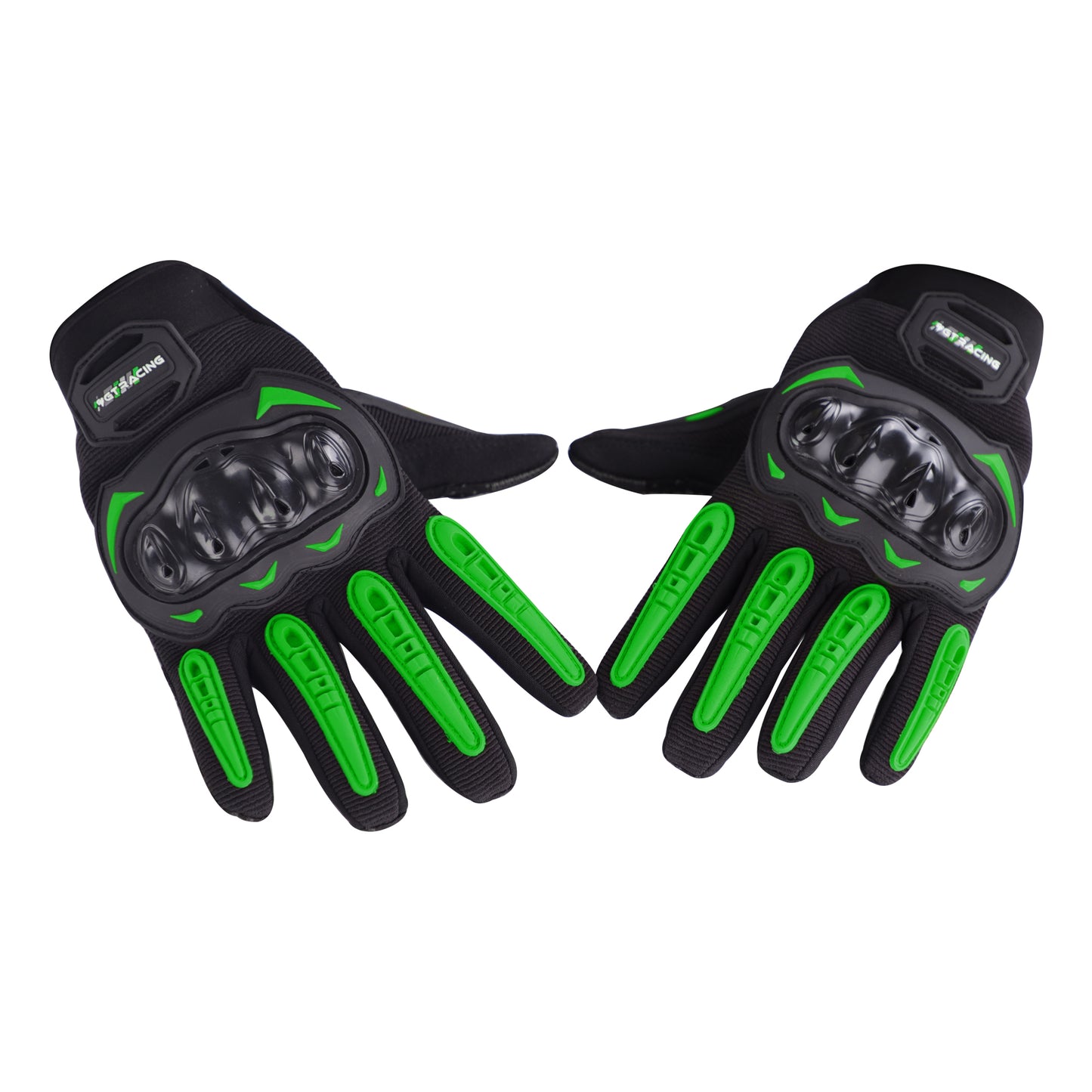 Steelbird GT-17 Full Finger Bike Riding Gloves with Touch Screen Sensitivity at Thumb and Index Finger, Protective Off-Road Motorbike Racing (Green)