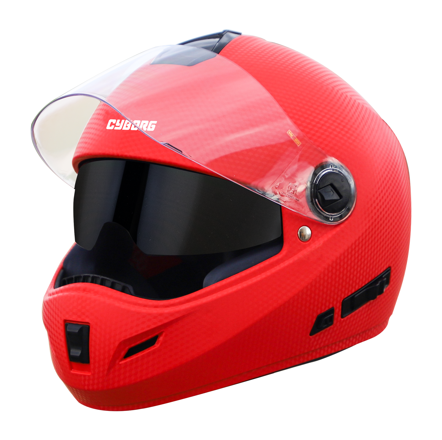 Steelbird Rox Cyborg ISI Certified Full Face Helmet for Men and Women with Inner Smoke Sun Shield and Outer Clear Visor (Dashing Red)