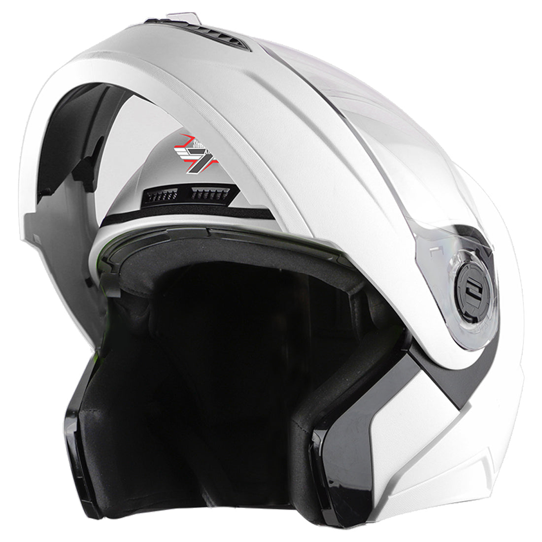 Steelbird SBA-7 7Wings ISI Certified Flip-Up Helmet for Men and Women ( Dashing White with Clear Visor)