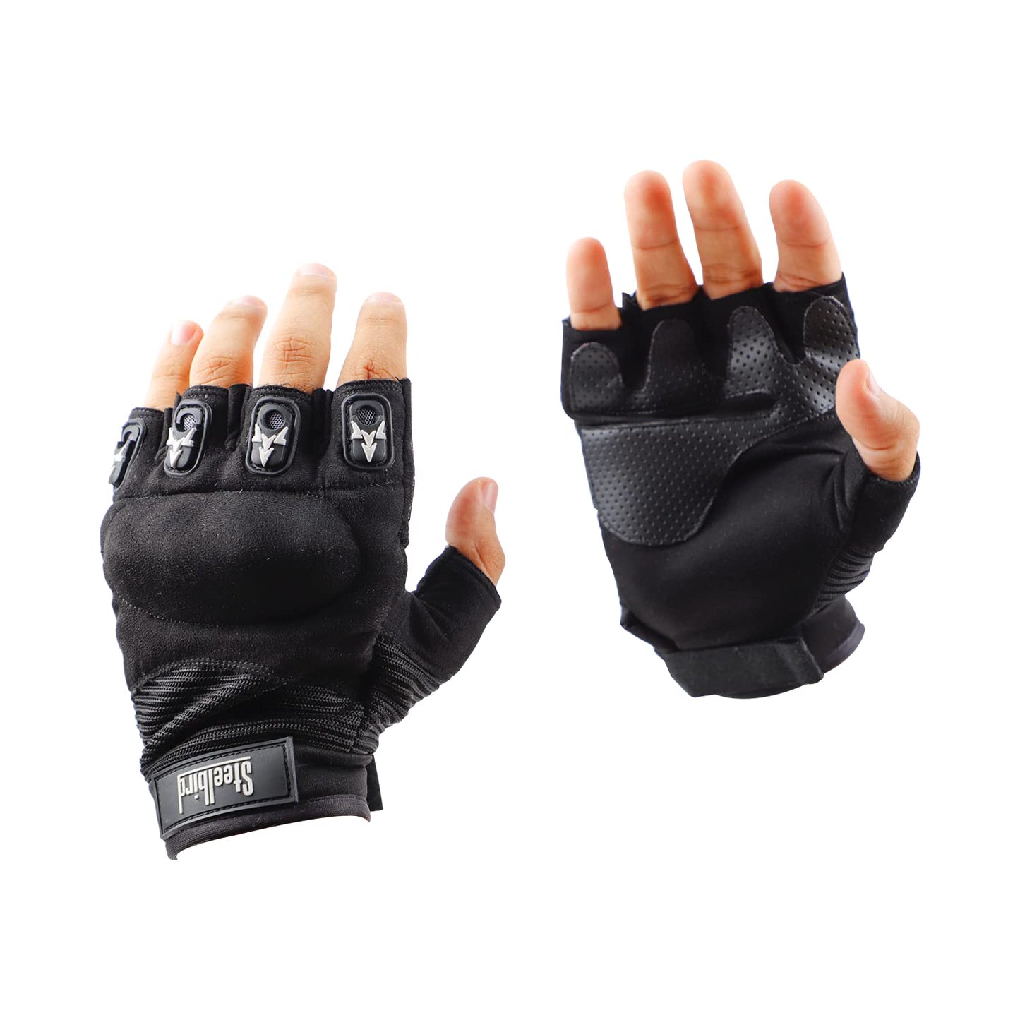 Steelbird Half Finger Bike Riding Gloves, Protective Off-Road Motorbike Racing