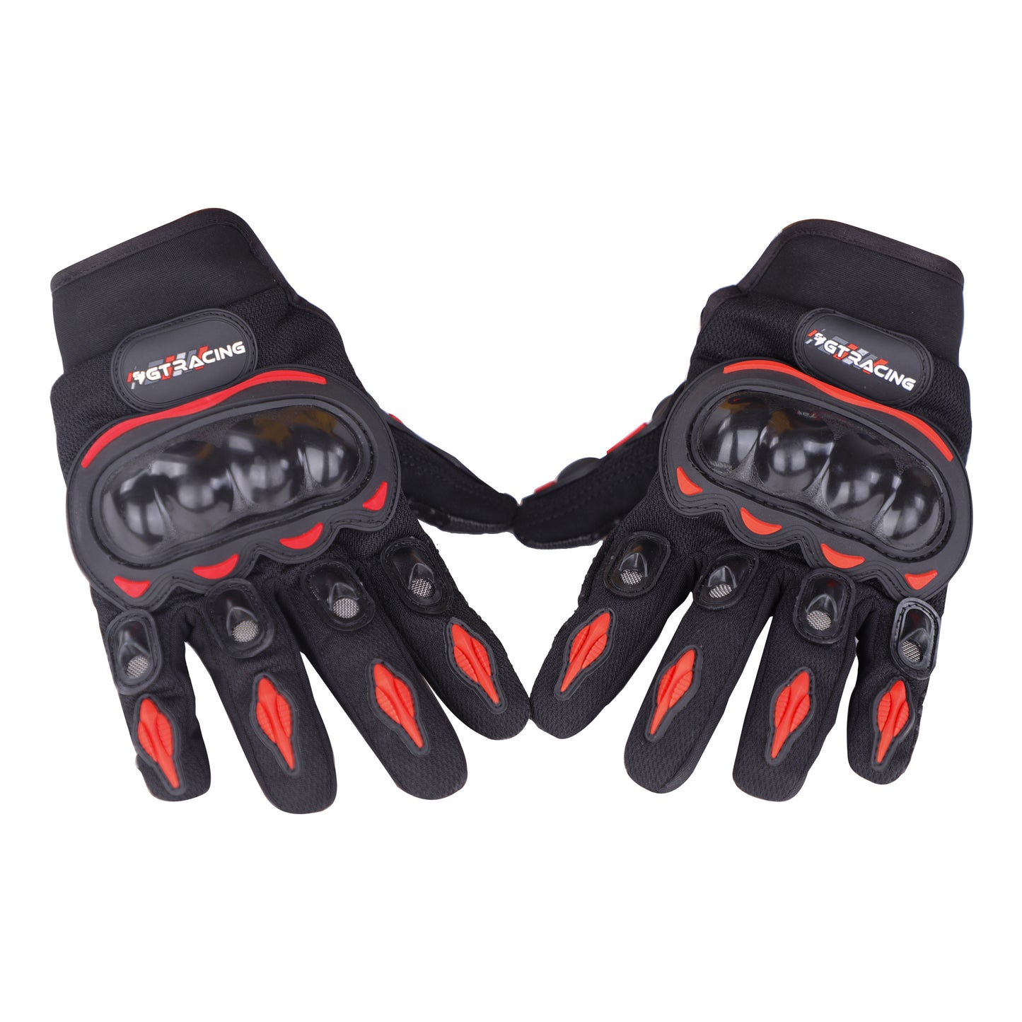 Steelbird GT-01 Full Finger Bike Riding Gloves with Touch Screen Sensitivity at Thumb and Index Finger, Protective Off-Road Motorbike Racing (Red)
