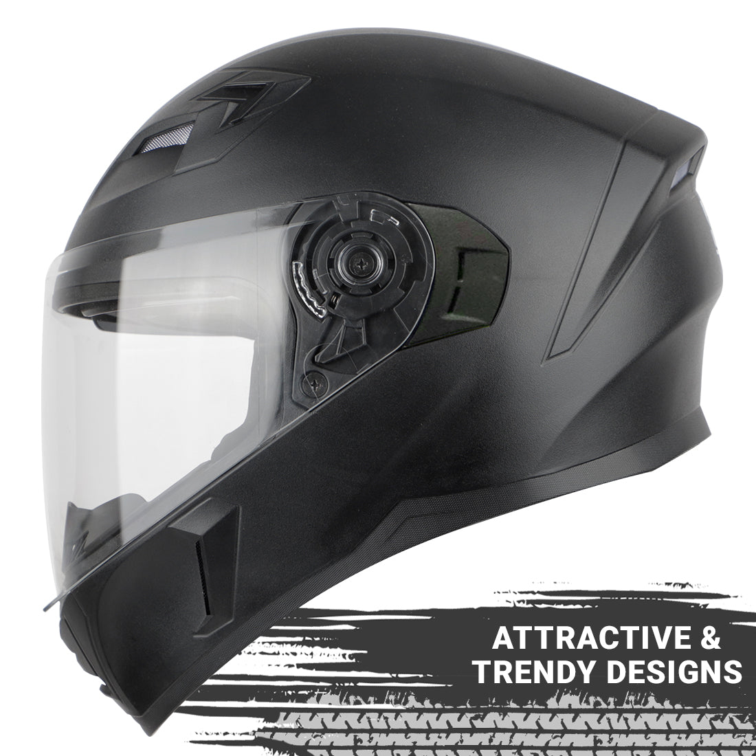 Steelbird SBA-21 GT ISI Certified Full Face Helmet for Men and Women (Dashing Black with Clear Visor)