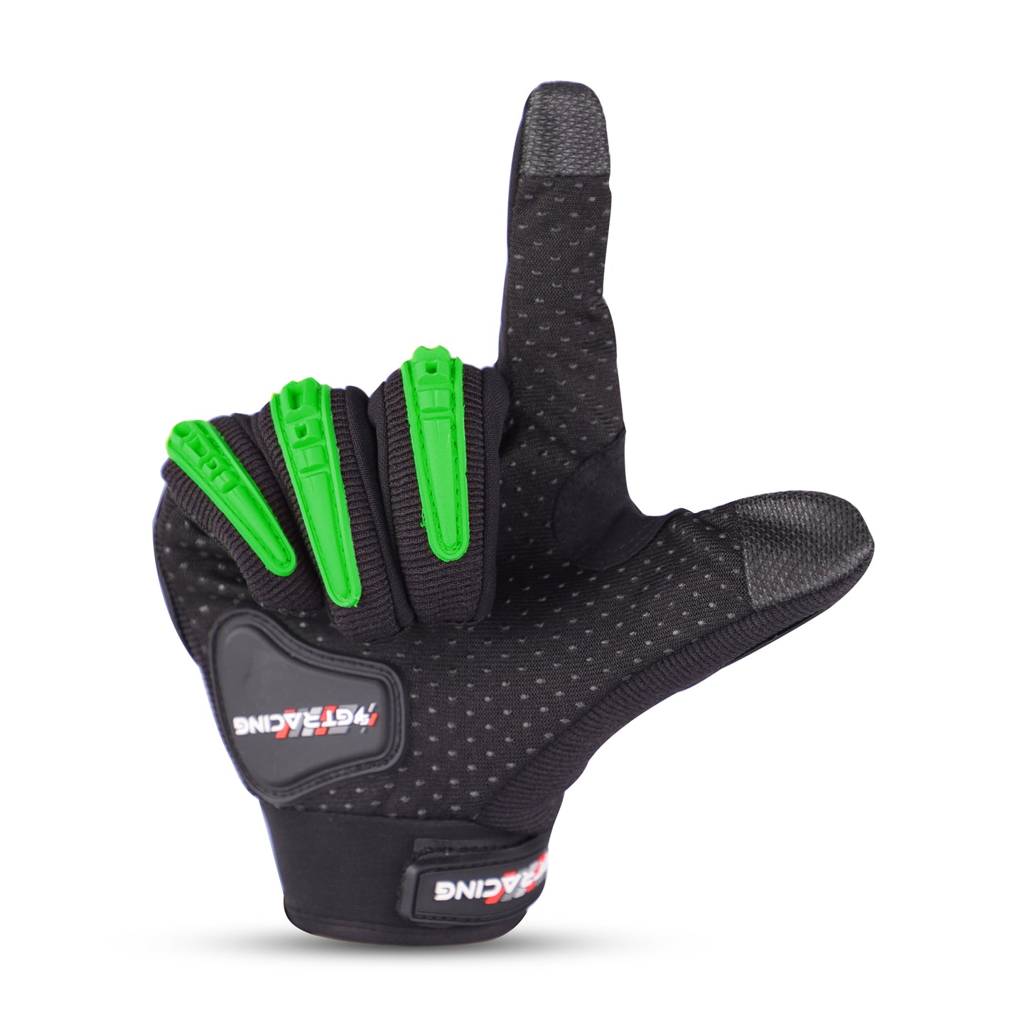 Steelbird GT-17 Full Finger Bike Riding Gloves with Touch Screen Sensitivity at Thumb and Index Finger, Protective Off-Road Motorbike Racing (Green)