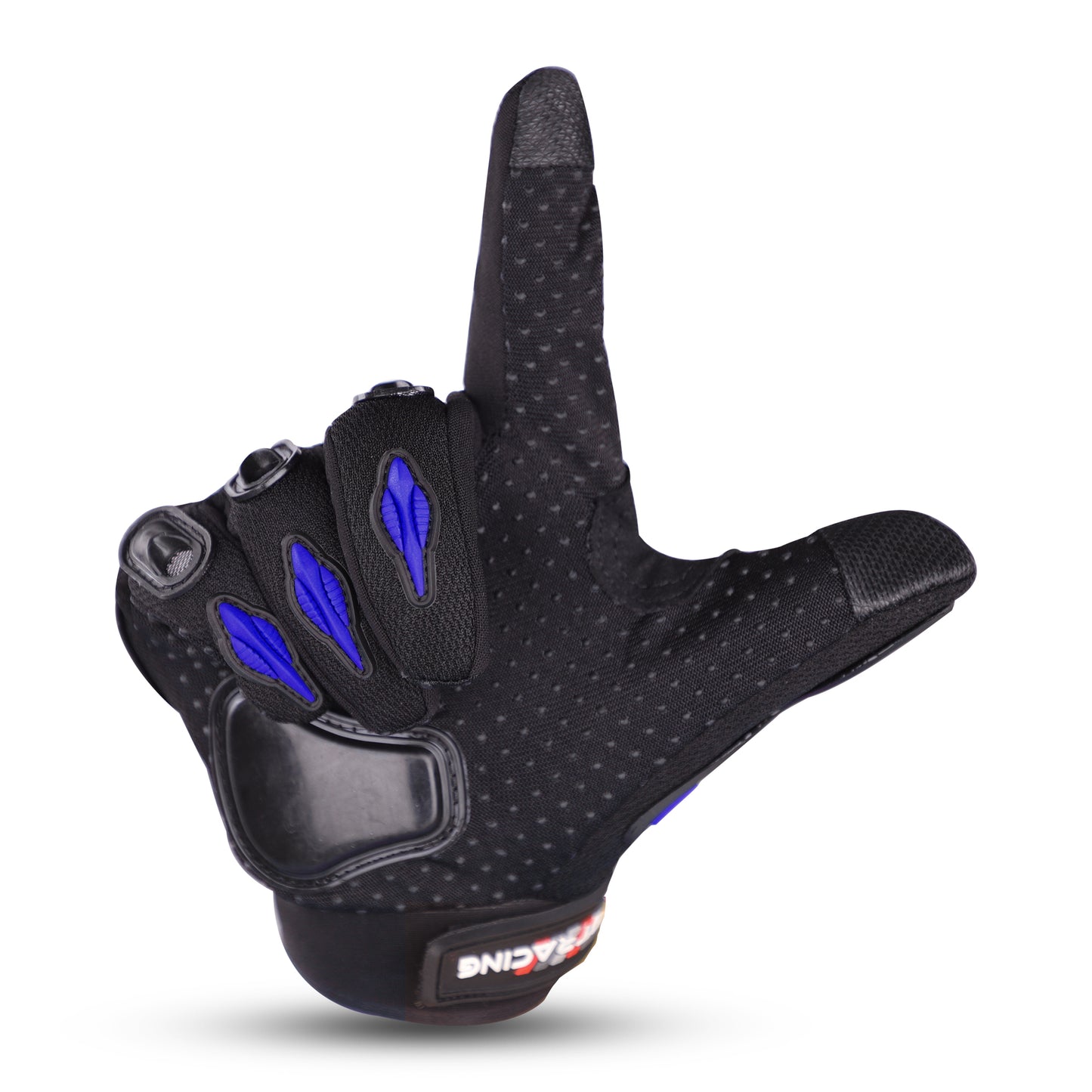 Steelbird GT-01 Full Finger Bike Riding Gloves with Touch Screen Sensitivity at Thumb and Index Finger, Protective Off-Road Motorbike Racing (Blue)