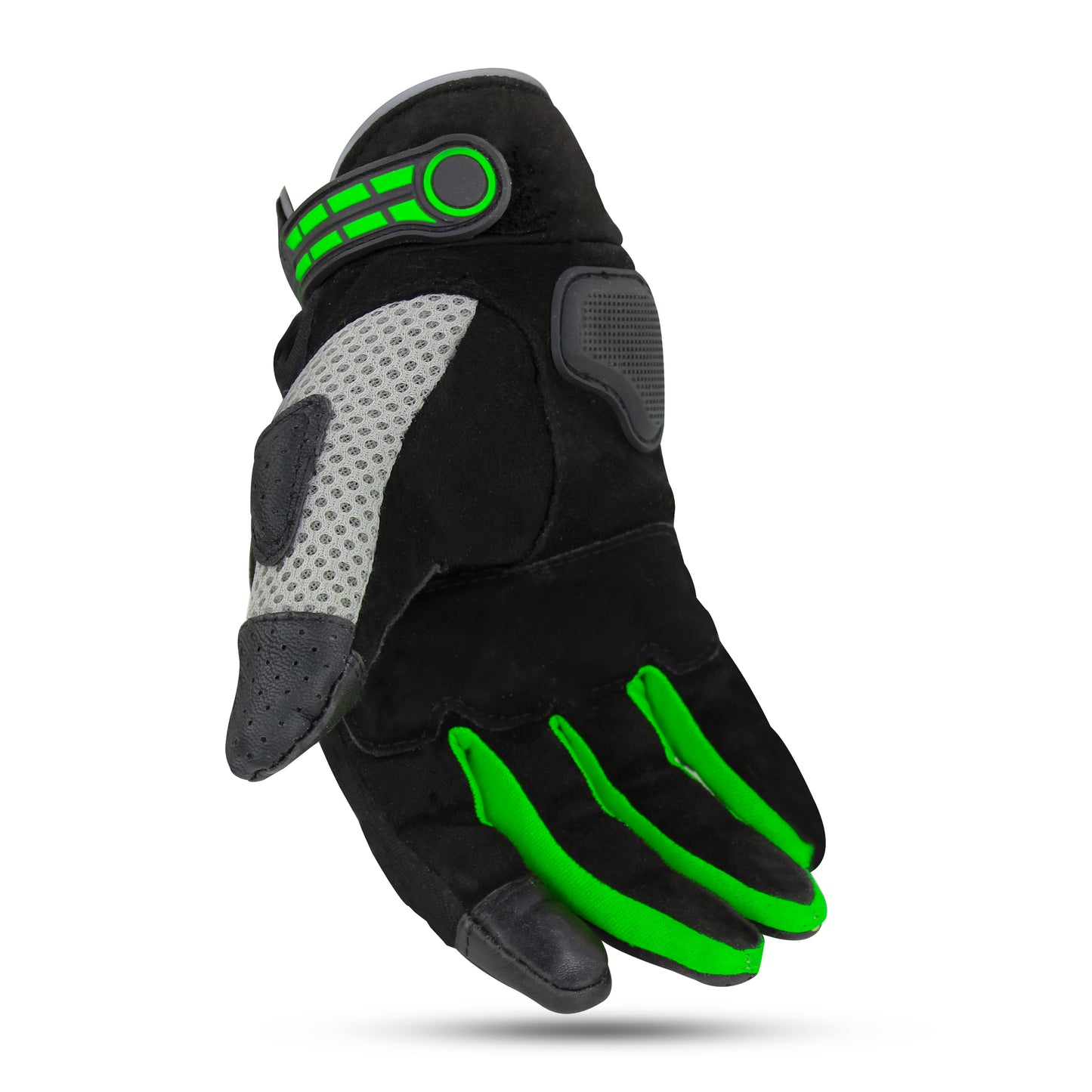 Steelbird Adventure A-1 Full Finger Riding Gloves with Touch Screen Sensitivity at Thumb and Index Finger, Protective Off-Road Motorbike Racing (Green)