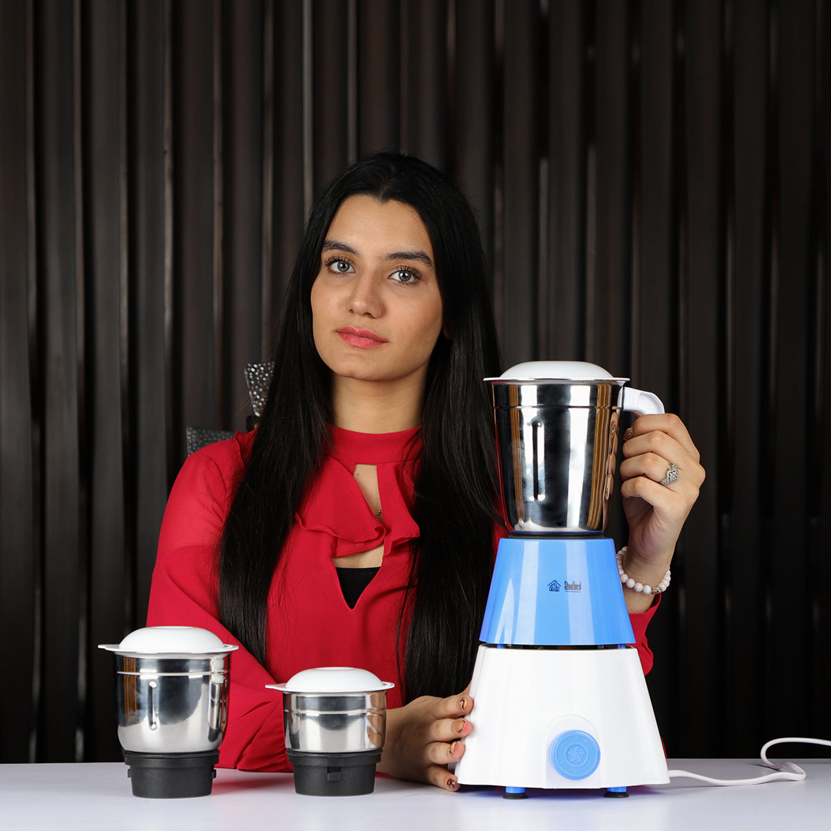 Steelbird Robot 500-Watt Mixer Grinder for (Liquidizing, Wet Grinding and Chutney Jar) with Stainless Steel blades (Blue/White/Blue)