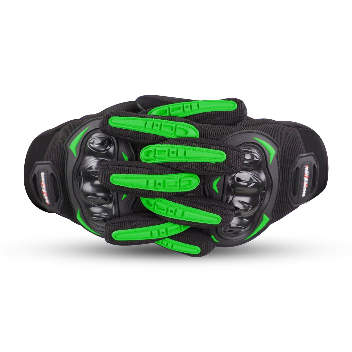 Steelbird GT-17 Full Finger Bike Riding Gloves with Touch Screen Sensitivity at Thumb and Index Finger, Protective Off-Road Motorbike Racing (Green)