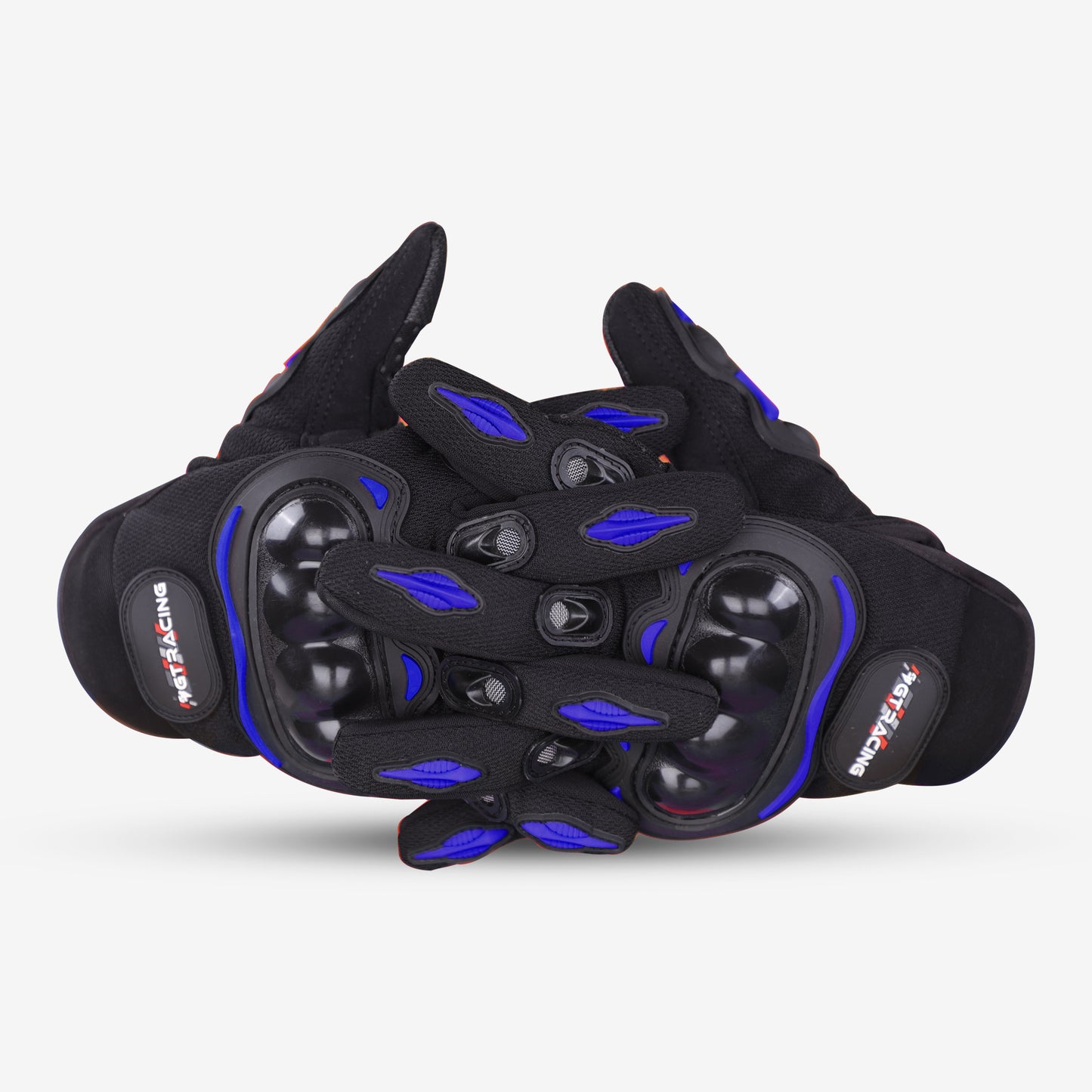 Steelbird GT-01 Full Finger Bike Riding Gloves with Touch Screen Sensitivity at Thumb and Index Finger, Protective Off-Road Motorbike Racing (Blue)