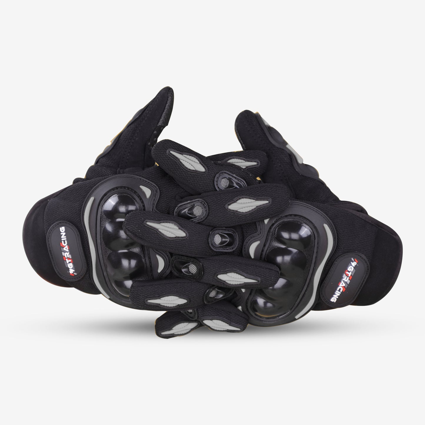 Steelbird GT-01 Full Finger Bike Riding Gloves with Touch Screen Sensitivity at Thumb and Index Finger, Protective Off-Road Motorbike Racing (Black)