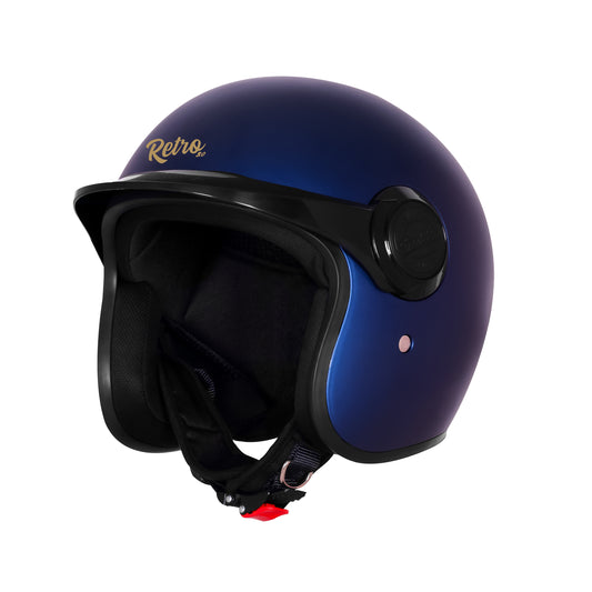 Steelbird SBH 65 Retro 3.0 DOT and ISI Certified Open Face Helmet for Men and Women (Glossy Armada Blue)