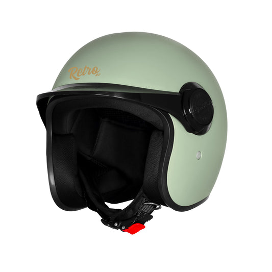 Steelbird SBH 65 Retro 3.0 DOT and ISI Certified Open Face Helmet for Men and Women (Glossy Mist Green)