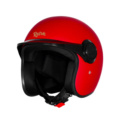 Steelbird SBH 65 Retro 3.0 DOT and ISI Certified Open Face Helmet for Men and Women (Glossy Cherry Red)