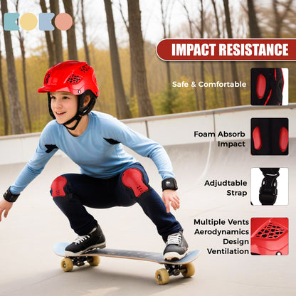 Koko Dragon Kids Skating & Cycling Helmet | Protective Gear for Boys & Girls (Red)