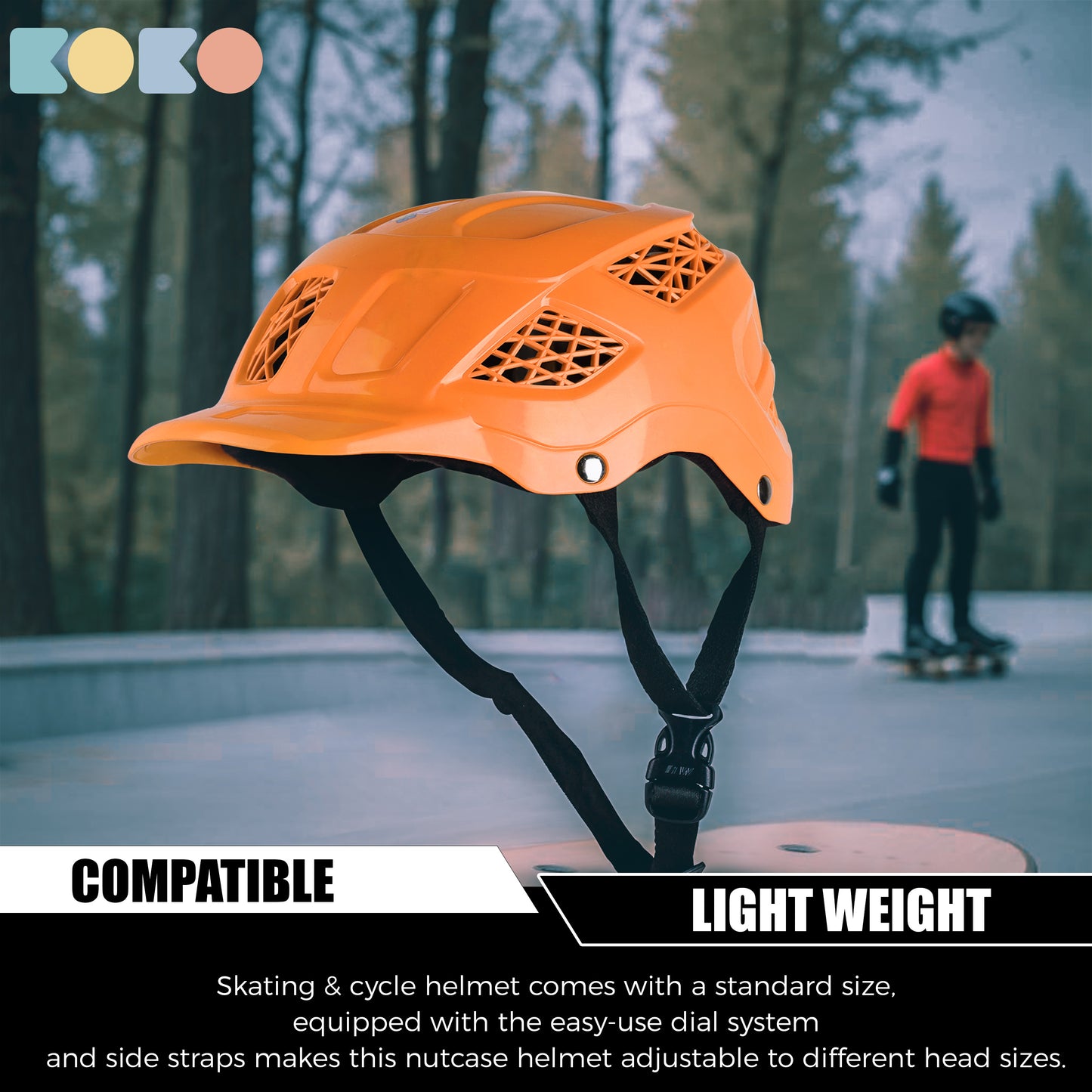 Koko Dragon Kids Skating & Cycling Helmet | Protective Gear for Boys & Girls (Orange)