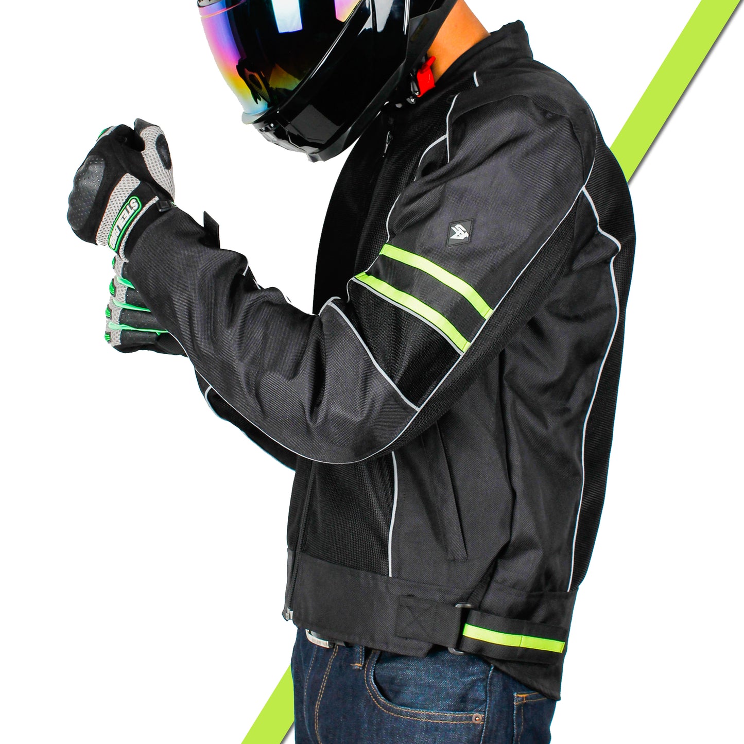 Steelbird Khardungla Riding Jacket with Impact Protection and Abrasion Resistance (Black Neon)