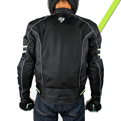 Steelbird Khardungla Riding Jacket with Impact Protection and Abrasion Resistance (Black Neon)