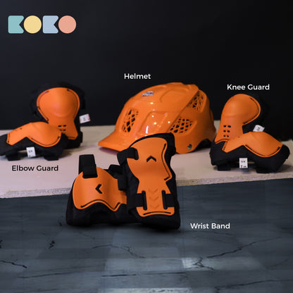 Koko Dragon Kids Skating & Cycling Helmet | Protective Gear for Boys & Girls (Orange)