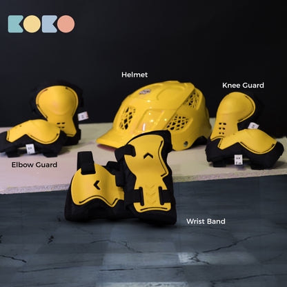Koko Dragon Kids Skating & Cycling Helmet | Protective Gear for Boys & Girls (Yellow)