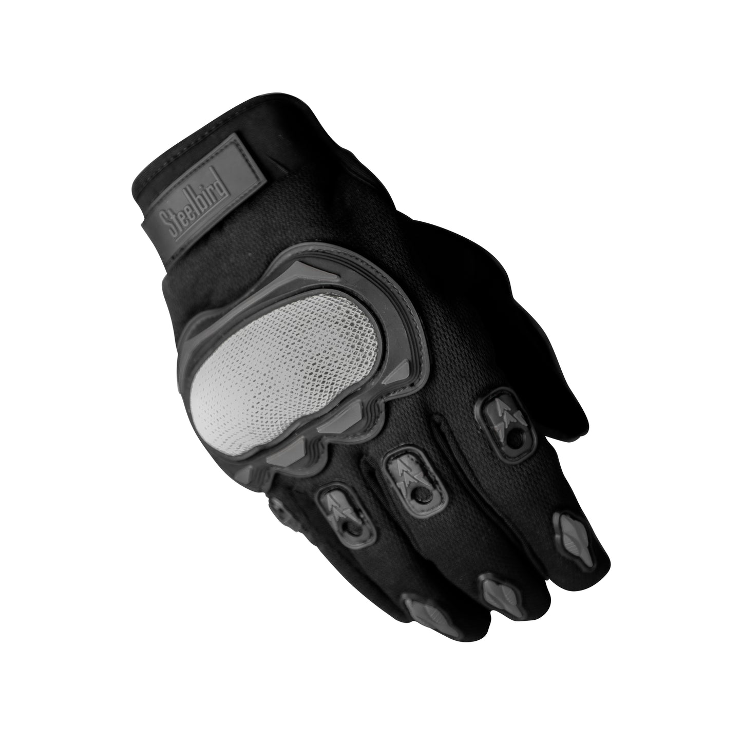 Refurbished Steelbird Experience 1.0 Reflective Full Finger Bike Riding Gloves with Touch Screen Sensitivity at Thumb and Index Finger, Protective Off-Road Motorbike Racing (Black Grey)