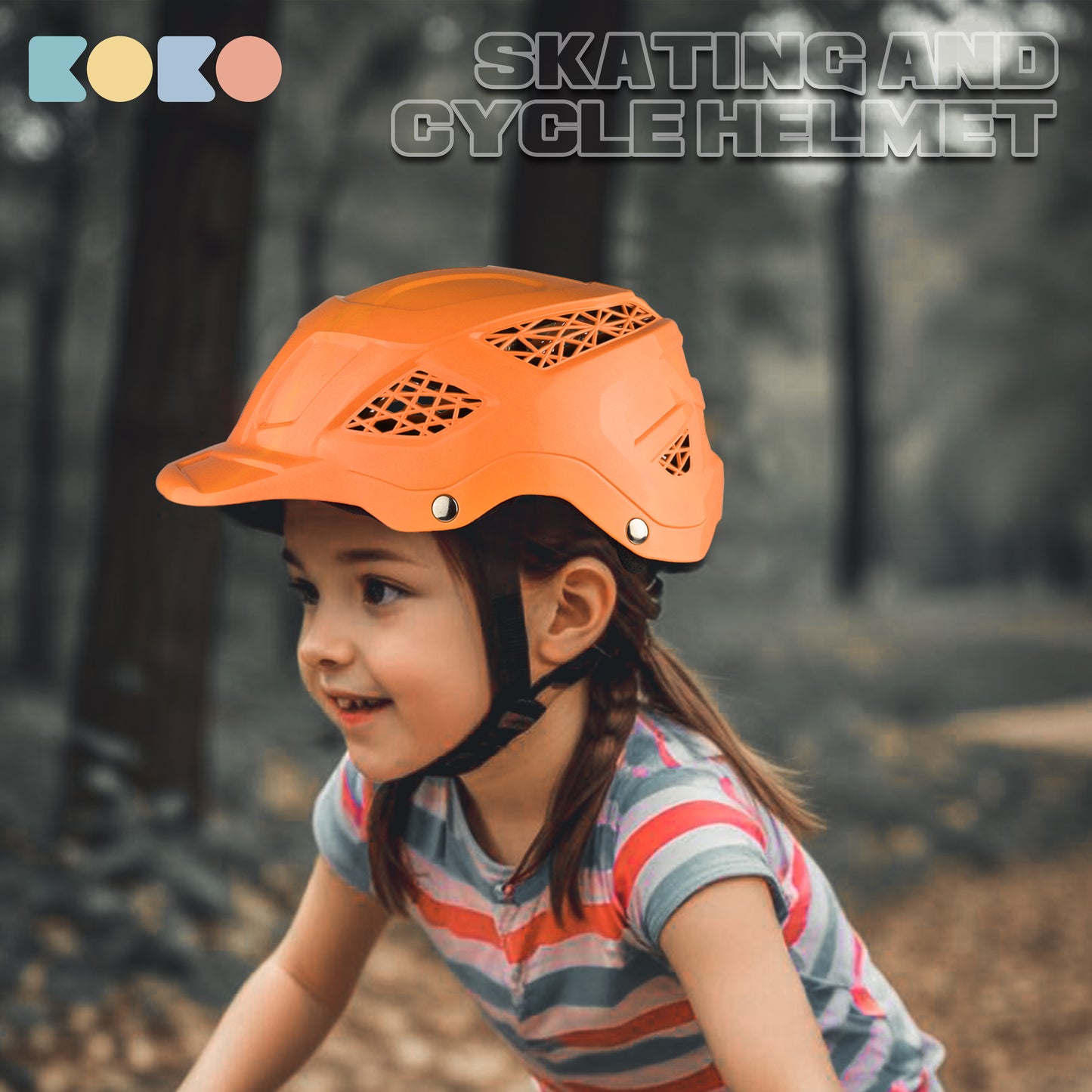Koko Dragon Kids Skating & Cycling Helmet | Protective Gear for Boys & Girls (Orange)
