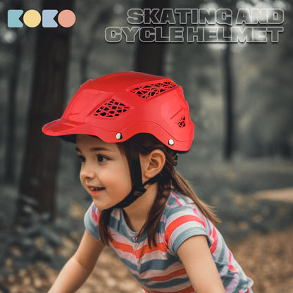 Koko Dragon Kids Skating & Cycling Helmet | Protective Gear for Boys & Girls (Red)