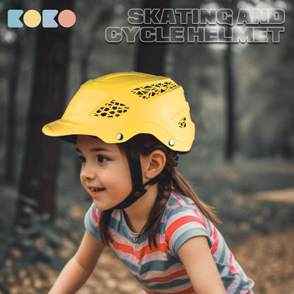 Koko Dragon Kids Skating & Cycling Helmet | Protective Gear for Boys & Girls (Yellow)