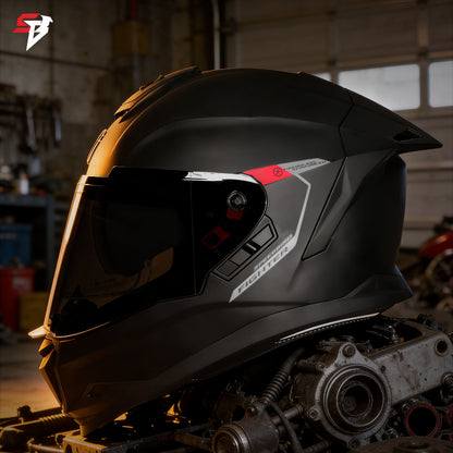 Steelbird Fighter ECE 22.06 SB-120 Gen-Z Helmet with Pinlock-30 | Inner Sun Shield | Extra Chrome and Smoke Visor | Glossy Black
