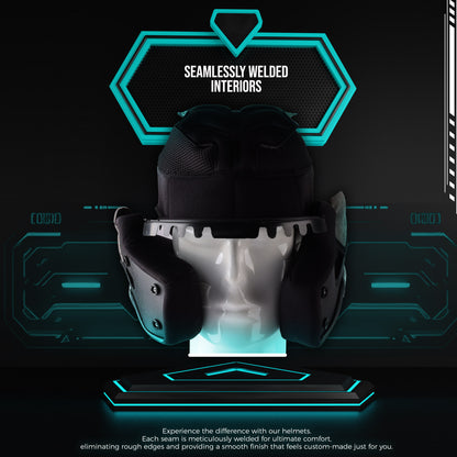 Steelbird SBH-57 Fighter F4 ISI and DOT Certified Full Face Helmet for Men and Women with Inner Silver Sun Shield (Glossy Black Sea Green)