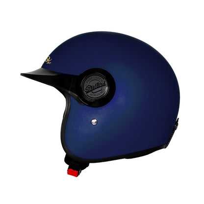 Steelbird SBH 65 Retro 3.0 DOT and ISI Certified Open Face Helmet for Men and Women (Glossy Armada Blue)