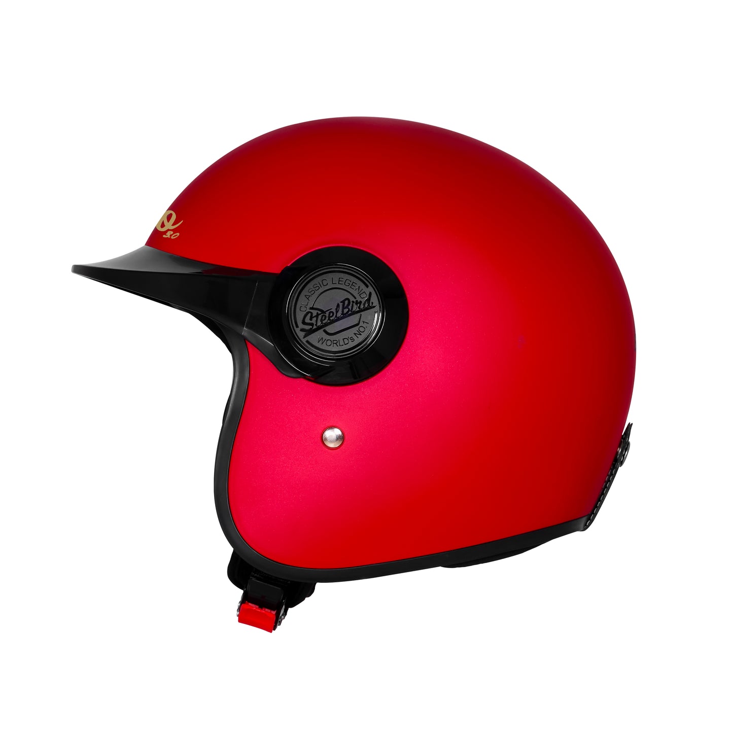 Steelbird SBH 65 Retro 3.0 DOT and ISI Certified Open Face Helmet for Men and Women (Glossy Cherry Red)