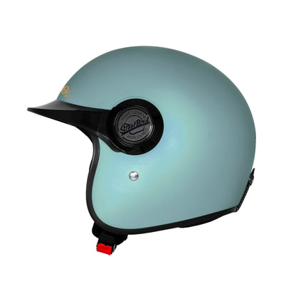 Steelbird SBH 65 Retro 3.0 DOT and ISI Certified Open Face Helmet for Men and Women (Glossy Sea Blue)