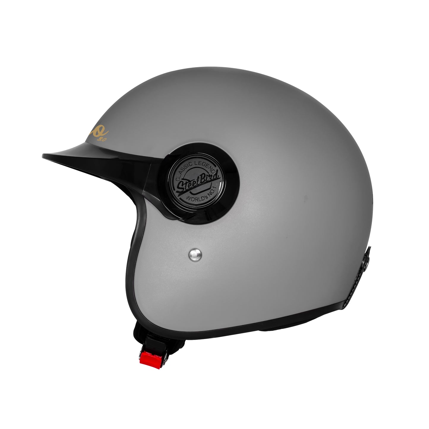 Steelbird SBH 65 Retro 3.0 DOT and ISI Certified Open Face Helmet for Men and Women (Glossy Silver)
