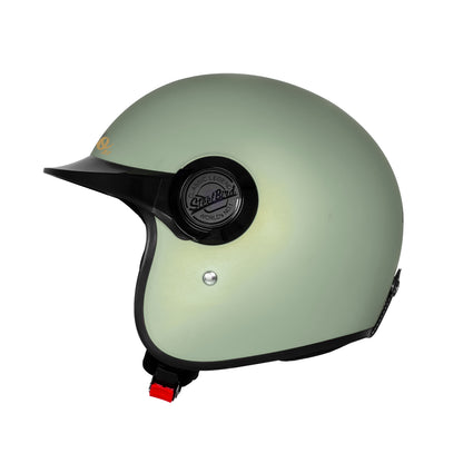 Steelbird SBH 65 Retro 3.0 DOT and ISI Certified Open Face Helmet for Men and Women (Glossy Mist Green)