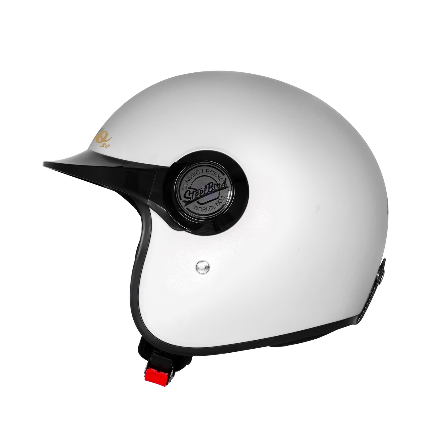 Steelbird SBH 65 Retro 3.0 DOT and ISI Certified Open Face Helmet for Men and Women (Glossy White)