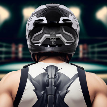 Steelbird SBH-57 Fighter F3 ISI and DOT Certified Full Face Helmet for Men and Women with Inner Silver Sun Shield (Glossy Black White)