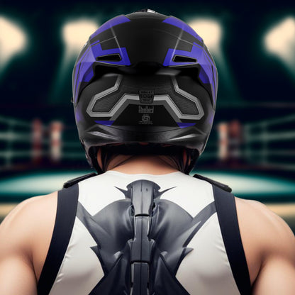 Steelbird SBH-57 Fighter F3 ISI and DOT Certified Full Face Helmet for Men and Women with Inner Silver Sun Shield (Glossy Black Blue)