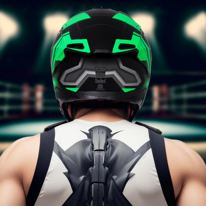 Steelbird SBH-57 Fighter F3 ISI and DOT Certified Full Face Helmet for Men and Women with Inner Silver Sun Shield (Glossy Black Green)