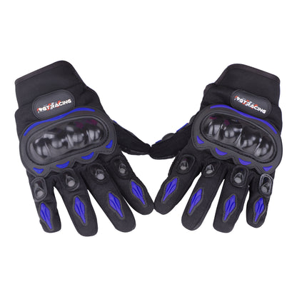 Refurbished Steelbird GT-01 Full Finger Bike Riding Gloves with Touch Screen Sensitivity at Thumb and Index Finger, Protective Off-Road Motorbike Racing (Blue)