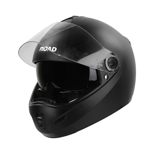 Steelbird SBH-34 Road ISI Certified Full Face Helmet with Inner Smoke Sun Shield (Dashing Black)