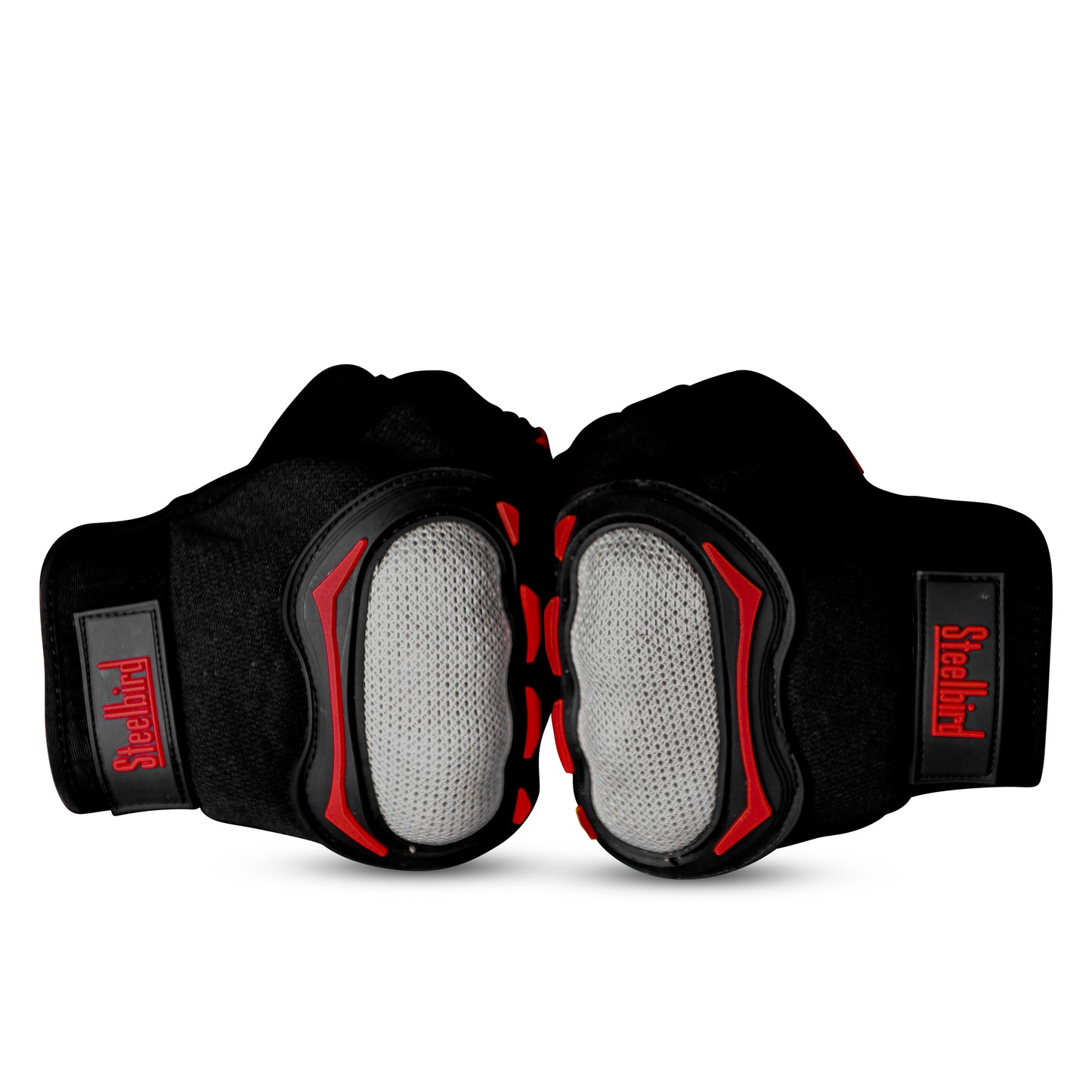 Refurbished Steelbird Experience 1.0 Reflective Full Finger Bike Riding Gloves with Touch Screen Sensitivity at Thumb and Index Finger, Protective Off-Road Motorbike Racing (Black Red)