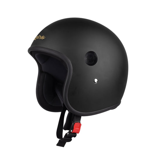 Steelbird SBH-55 Retro ISI Certified Open Face Helmet for Men and Women (Matt Black)