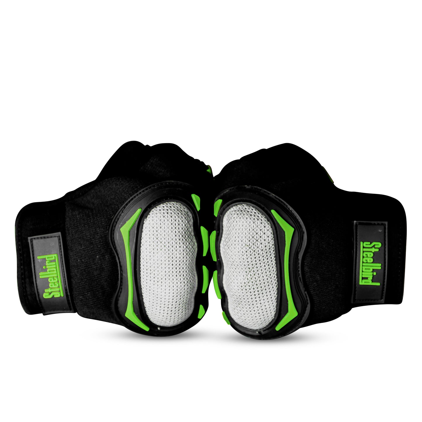 Refurbished Steelbird Experience 1.0 Reflective Full Finger Bike Riding Gloves with Touch Screen Sensitivity at Thumb and Index Finger, Protective Off-Road Motorbike Racing (Black Green)