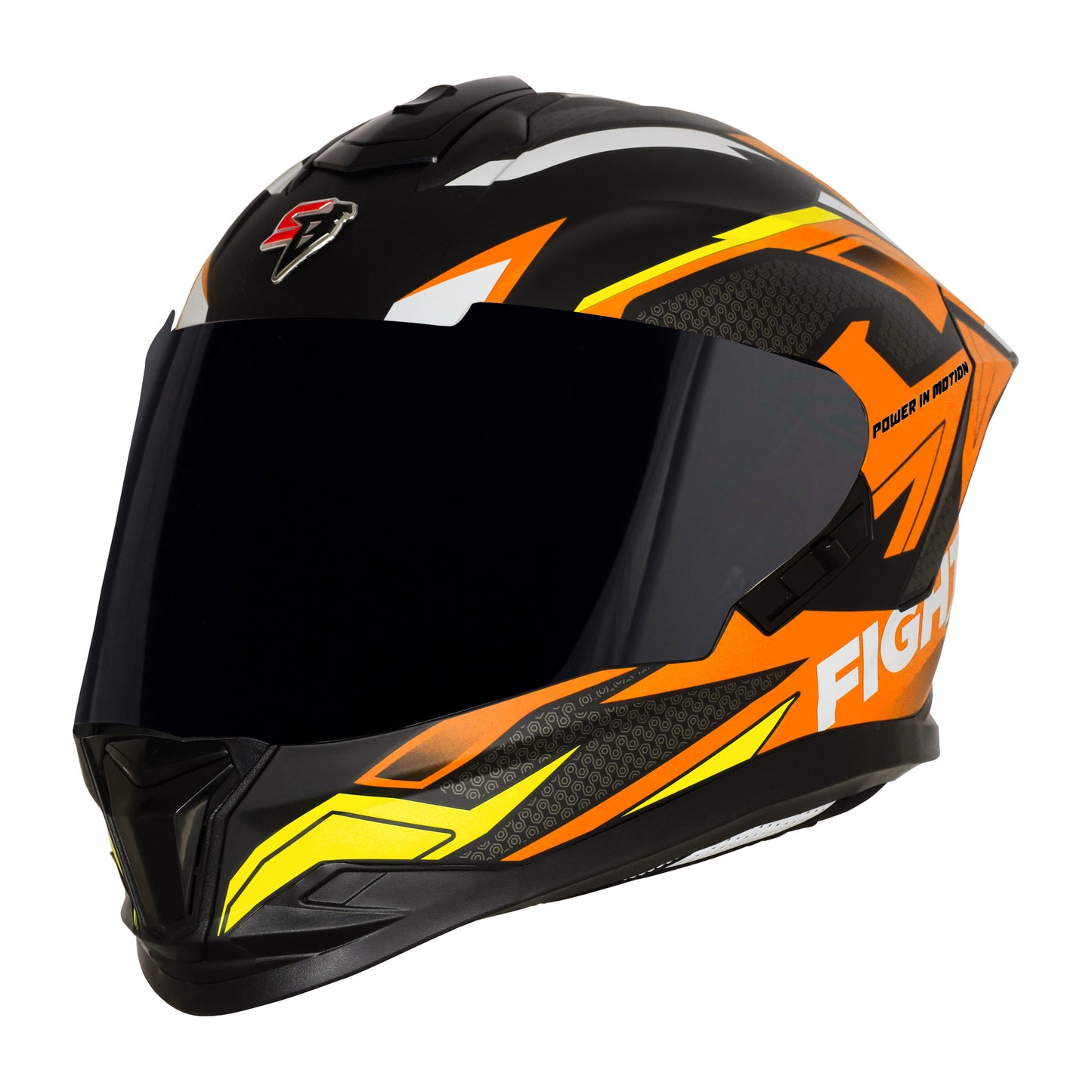Steelbird SBH-57 Fighter F7 ISI and DOT Certified Full Face Graphic Helmet for Men and Women with Inner Silver Sun Shield (Glossy Black Orange)