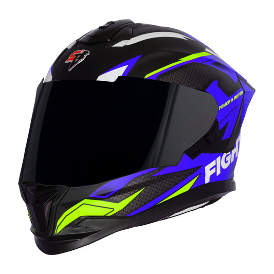 Steelbird SBH-57 Fighter F7 ISI and DOT Certified Full Face Graphic Helmet for Men and Women with Inner Silver Sun Shield (Glossy Black Blue)