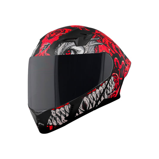 Steelbird SBA-20 Draco Bluetooth ISI Certified Full Face Helmet for Men and Women with Inner Smoke Sun Shield (Glossy Black Red)