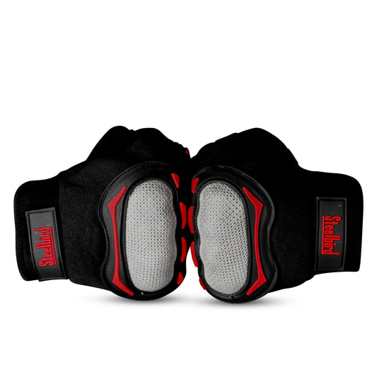 Steelbird Experience 1.0 Reflective Full Finger Bike Riding Gloves with Touch Screen Sensitivity at Thumb and Index Finger, Protective Off-Road Motorbike Racing (Black Red)