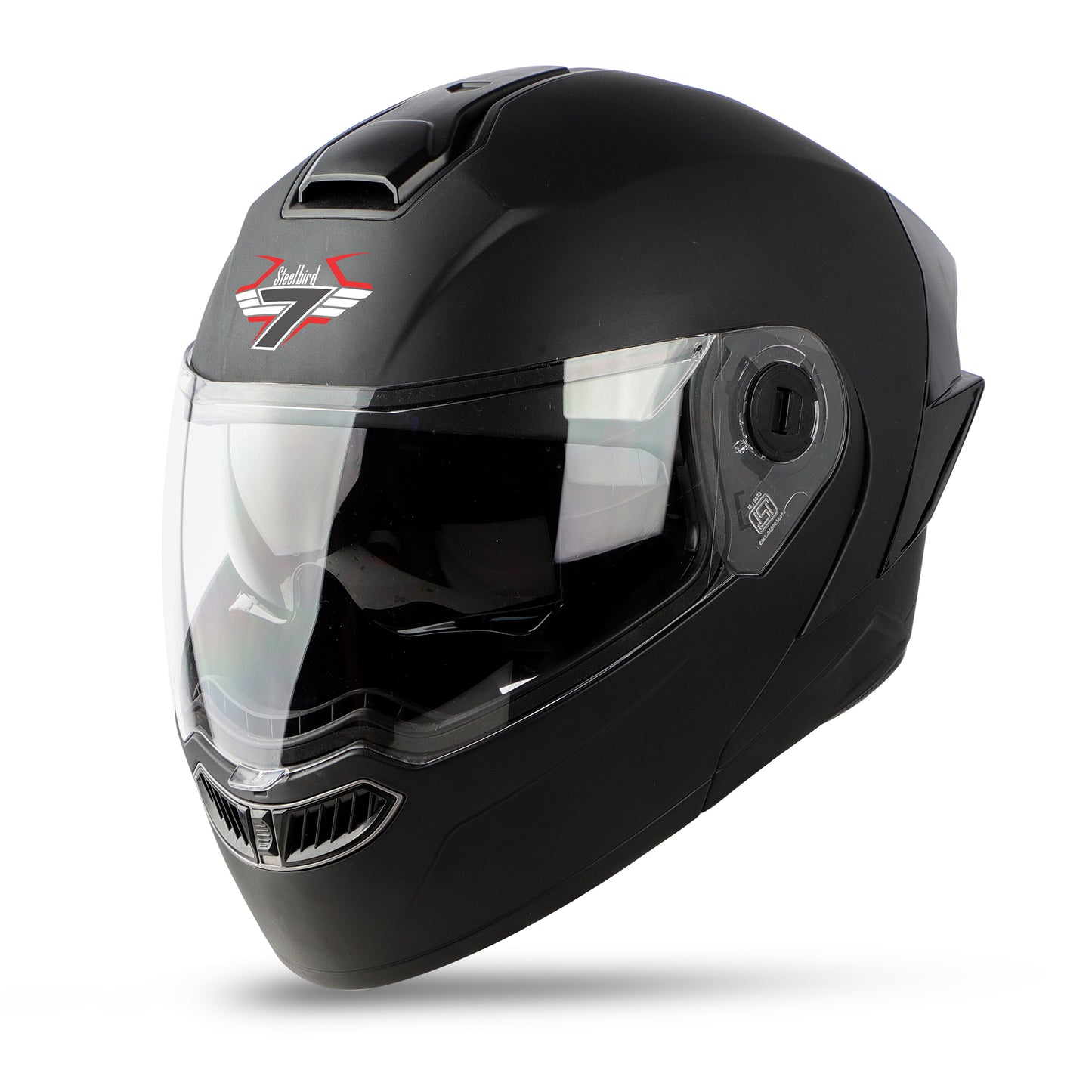 Steelbird SBA-8 7Wings ISI Certified Flip-Up Helmet for Men and Women with Inner Smoke Sun Shield (Matt Black)